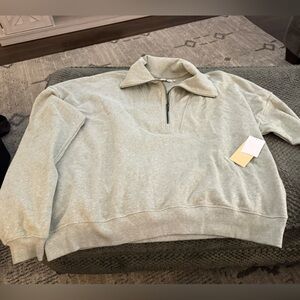 JustFab Light Gray Quarter-Zip Sweater